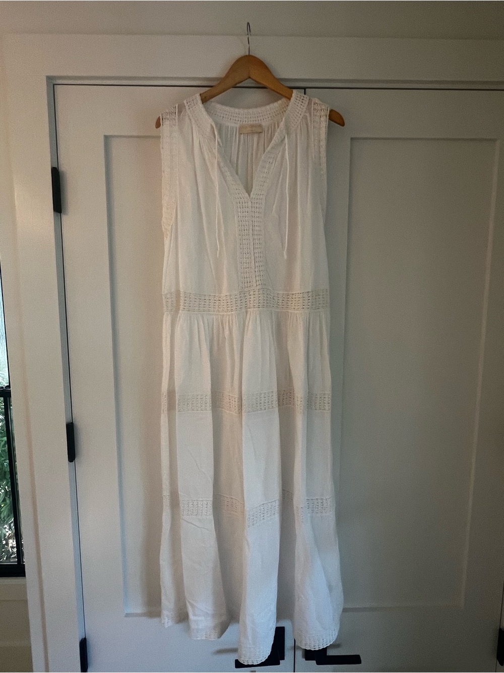 Ulla Johnson White Crochet-Trim Sleeveless Maxi Coverup